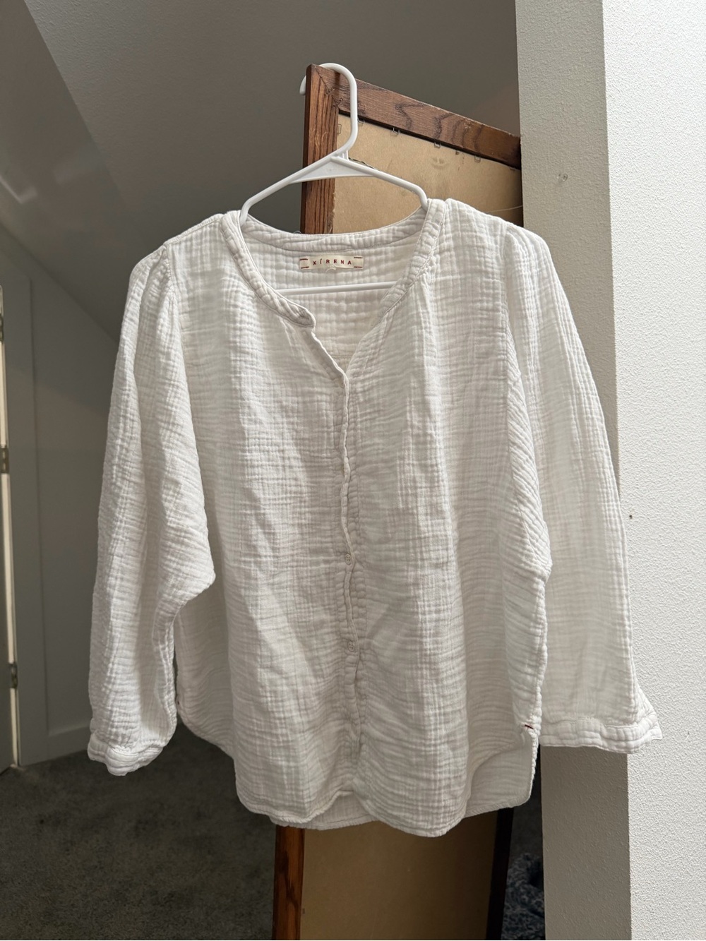 XiRENA White Gauze Button-Down Shirt - Lightweight Casual